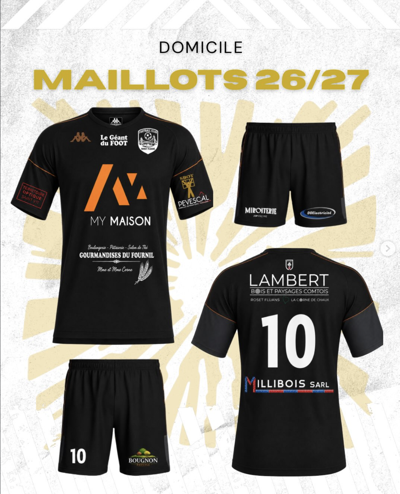 Face avant du maillot domicile FCRF 2026-2027 et tous ses sponsors